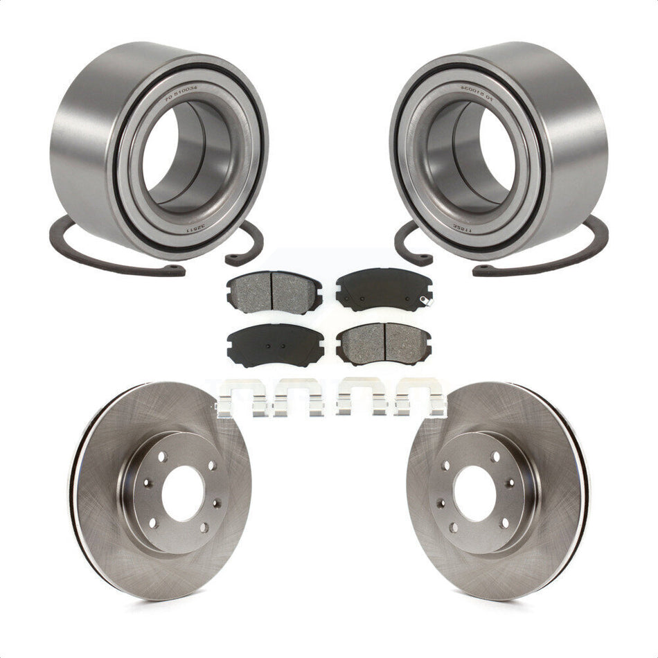 Front Wheel Bearing With Disc Brake Rotors And Semi-Metallic Pads Kit For Hyundai Sonata Kia Optima Magentis KBB-102583