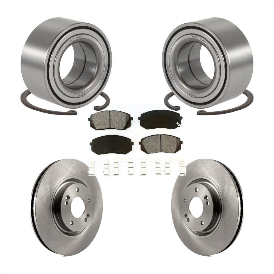 Front Wheel Bearing With Disc Brake Rotors And Semi-Metallic Pads Kit For 2014 Kia Cadenza To 05 19 2013 KBB-102588