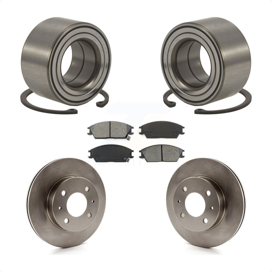 Front Wheel Bearing With Disc Brake Rotors And Semi-Metallic Pads Kit For 2000-2005 Hyundai Accent KBB-102609