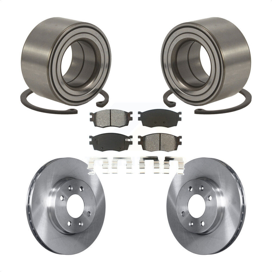 Front Wheel Bearing With Disc Brake Rotors And Semi-Metallic Pads Kit For Hyundai Accent Kia Rio Rio5 KBB-102610