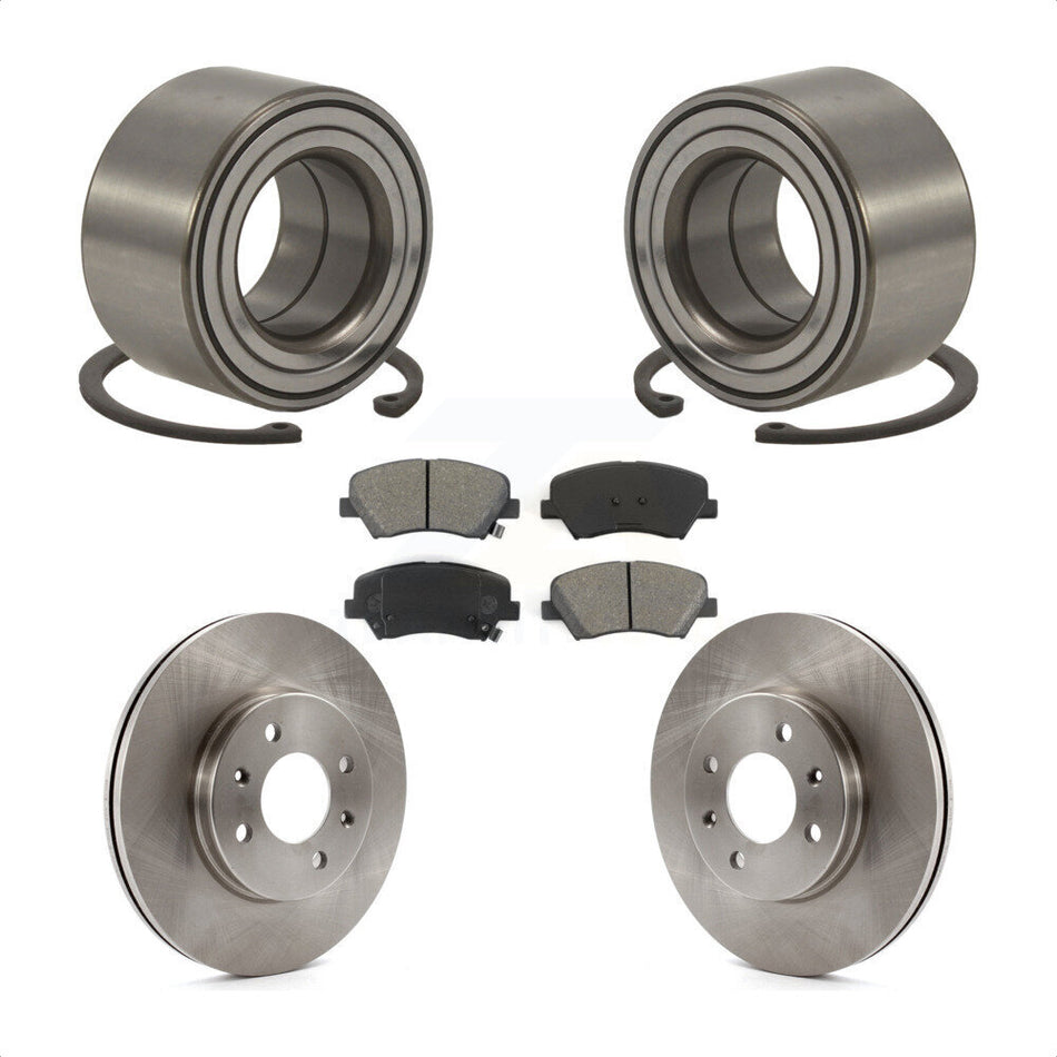 Front Wheel Bearing With Disc Brake Rotors And Semi-Metallic Pads Kit For 2012-2017 Hyundai Accent KBB-102611
