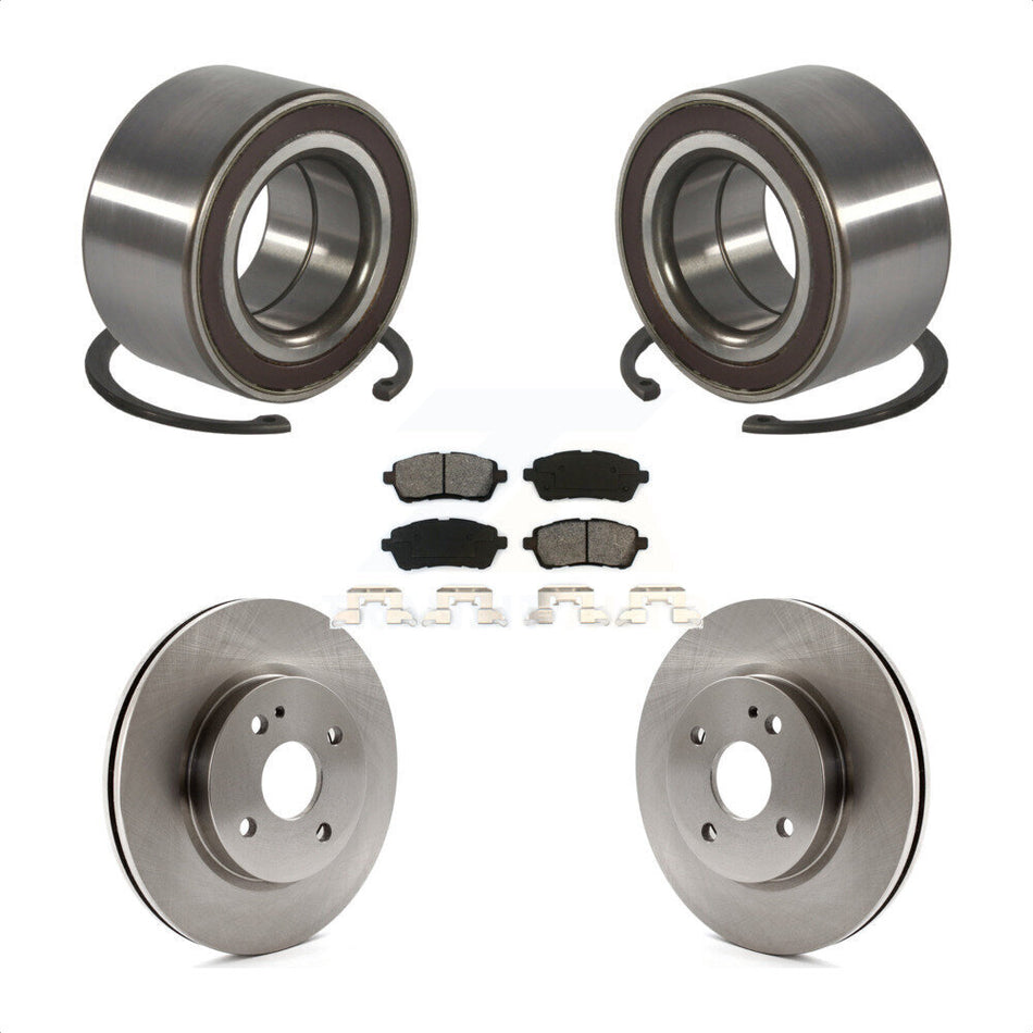 Front Wheel Bearing With Disc Brake Rotors And Semi-Metallic Pads Kit For 2011-2014 Mazda 2 KBB-102617