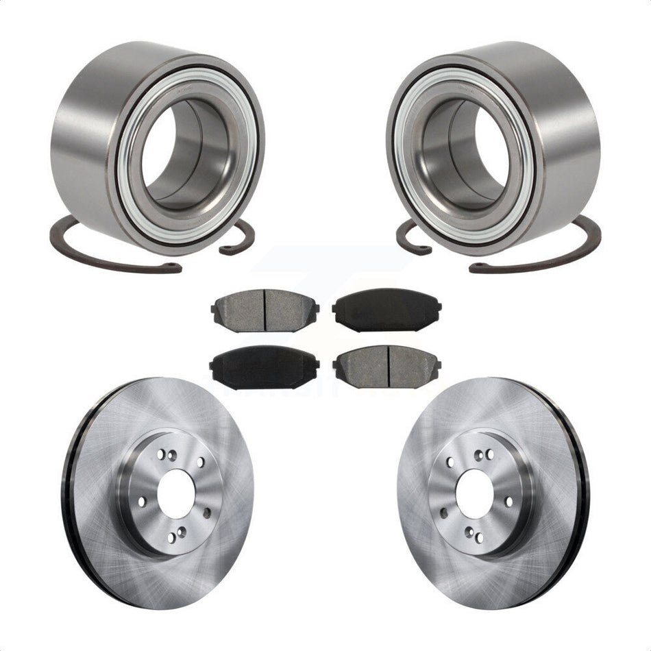 Front Wheel Bearing With Disc Brake Rotors And Semi-Metallic Pads Kit For 1999-2004 Honda Odyssey KBB-102620