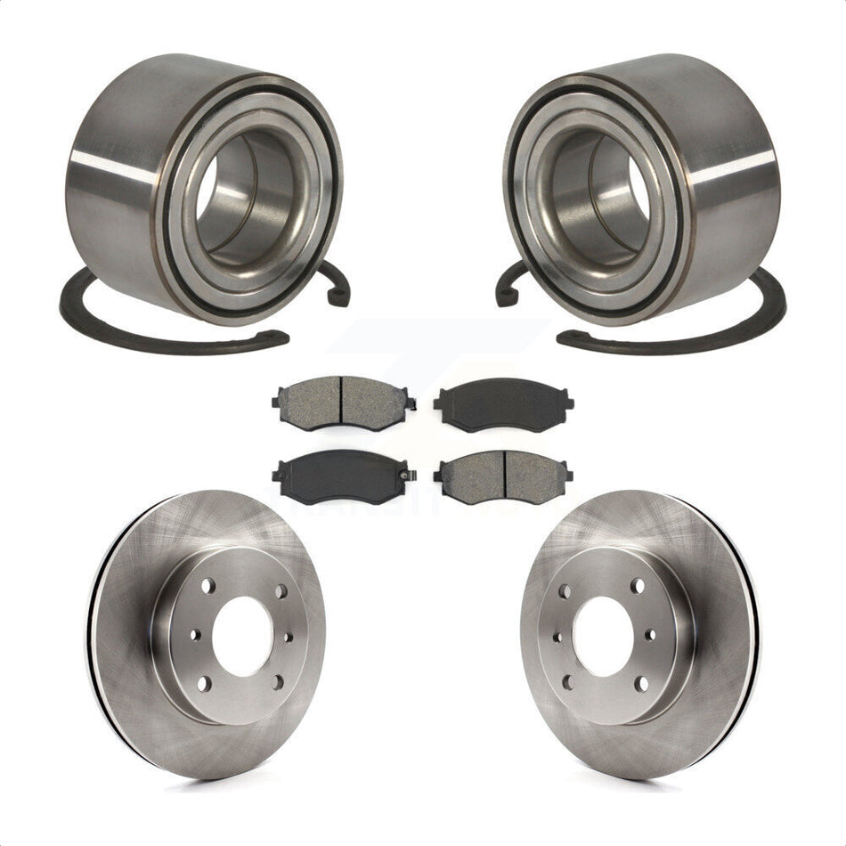 Front Wheel Bearing With Disc Brake Rotors And Semi-Metallic Pads Kit For Nissan Sentra 1.8L KBB-102626