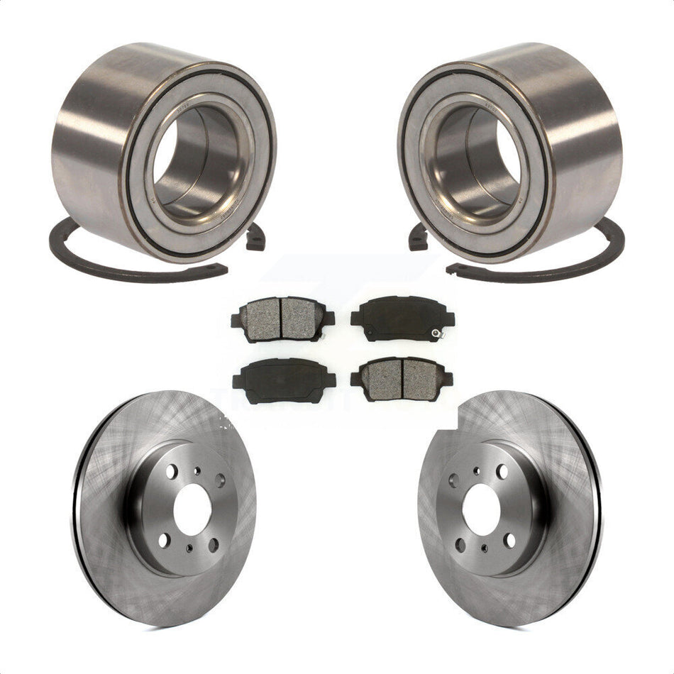 Front Wheel Bearing With Disc Brake Rotors And Semi-Metallic Pads Kit For 2001-2005 Toyota Echo KBB-102630