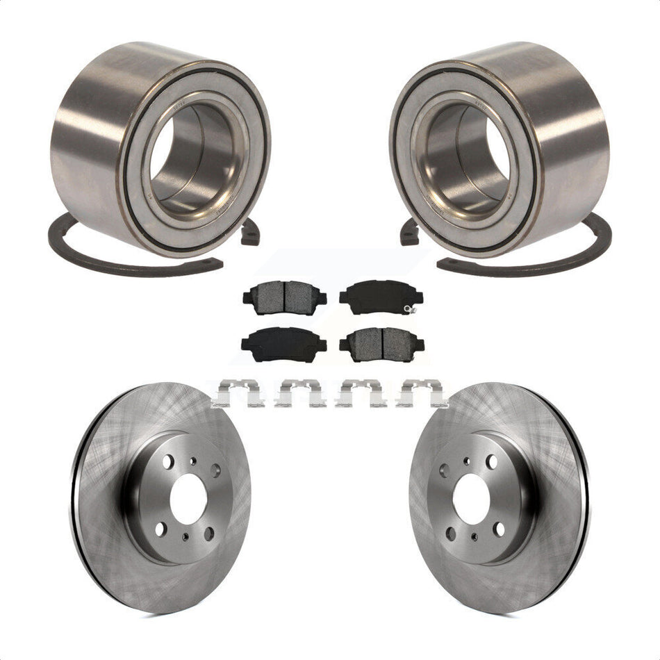 Front Wheel Bearing With Disc Brake Rotors And Semi-Metallic Pads Kit For 2000 Toyota Echo From 08 00 KBB-102631