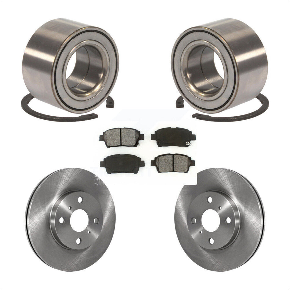 Front Wheel Bearing With Disc Brake Rotors And Semi-Metallic Pads Kit For 2004-2006 Scion xB xA KBB-102633