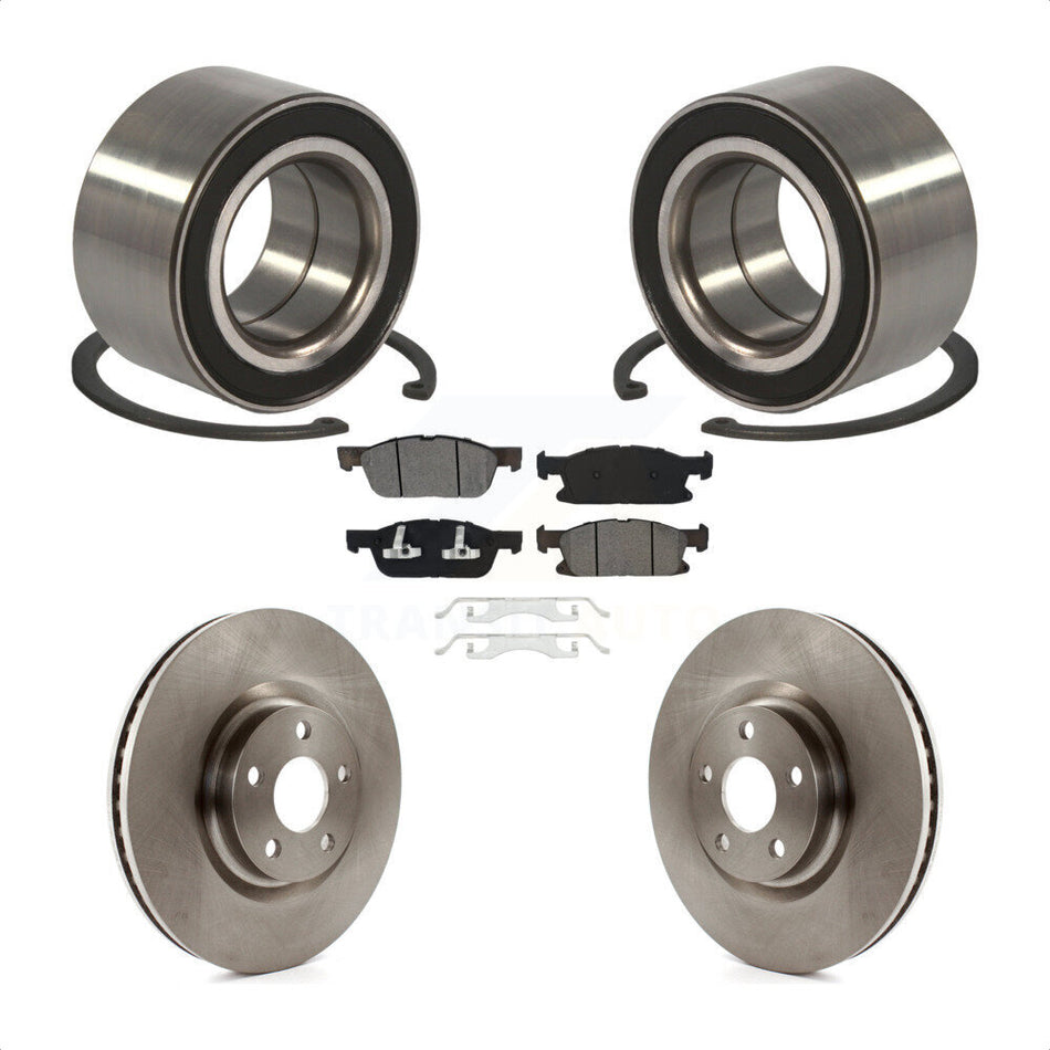Front Wheel Bearing With Disc Brake Rotors And Semi-Metallic Pads Kit For 2015 Ford Edge FWD KBB-102636