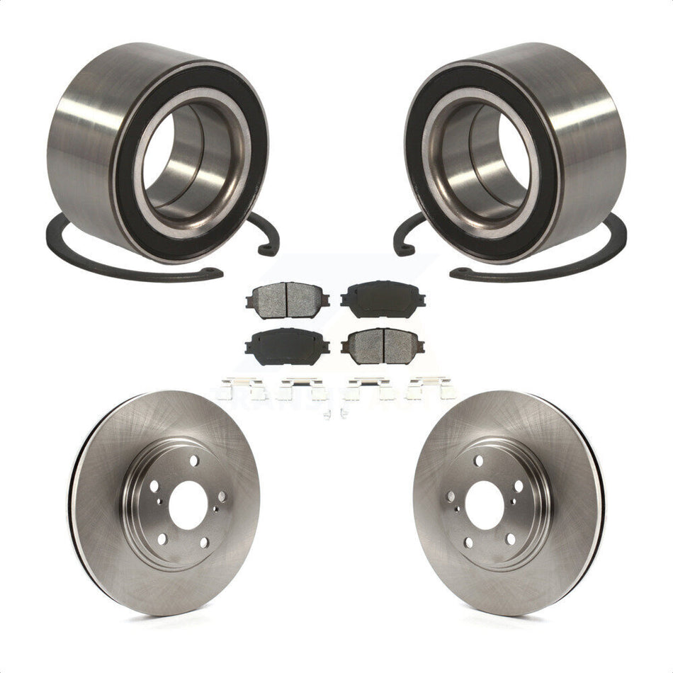 Front Wheel Bearing With Disc Brake Rotors And Semi-Metallic Pads Kit For 2004 Toyota Camry 296mm Diameter Rotor Stepped Hat Design KBB-102640