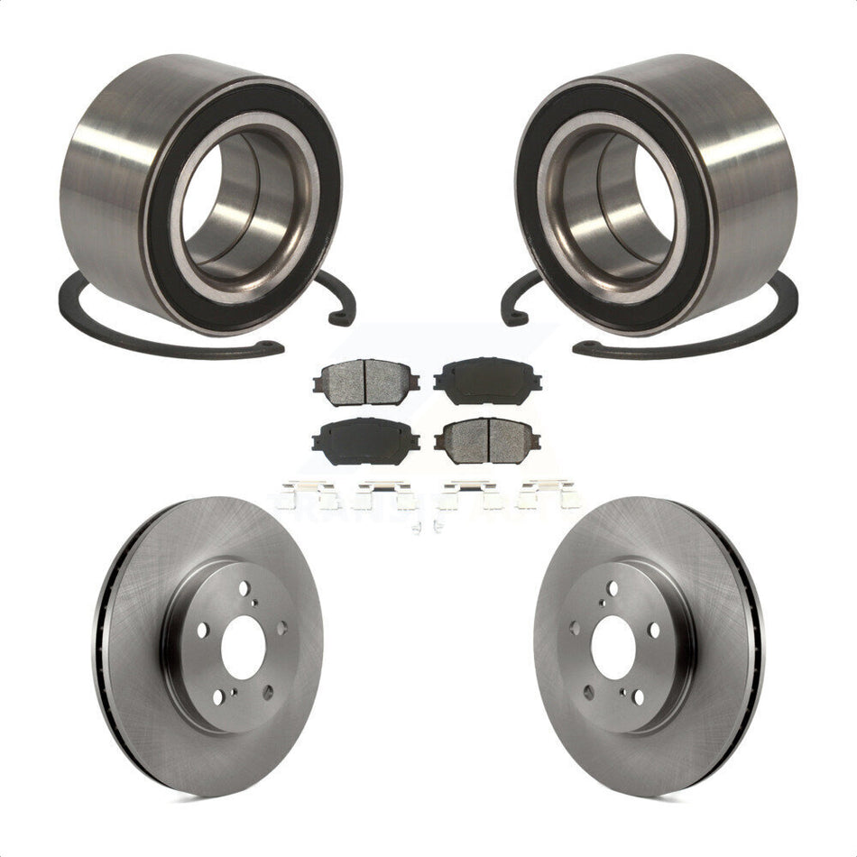Front Wheel Bearing With Disc Brake Rotors And Semi-Metallic Pads Kit For 2004 Toyota Camry Straight Hat Design 296mm Diameter Rotor KBB-102642