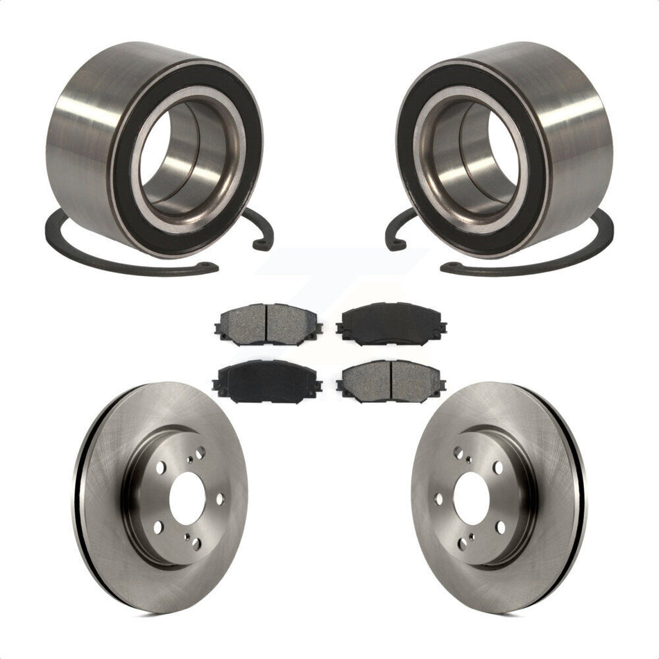 Front Wheel Bearing With Disc Brake Rotors And Semi-Metallic Pads Kit For 2010 Lexus HS250h KBB-102648