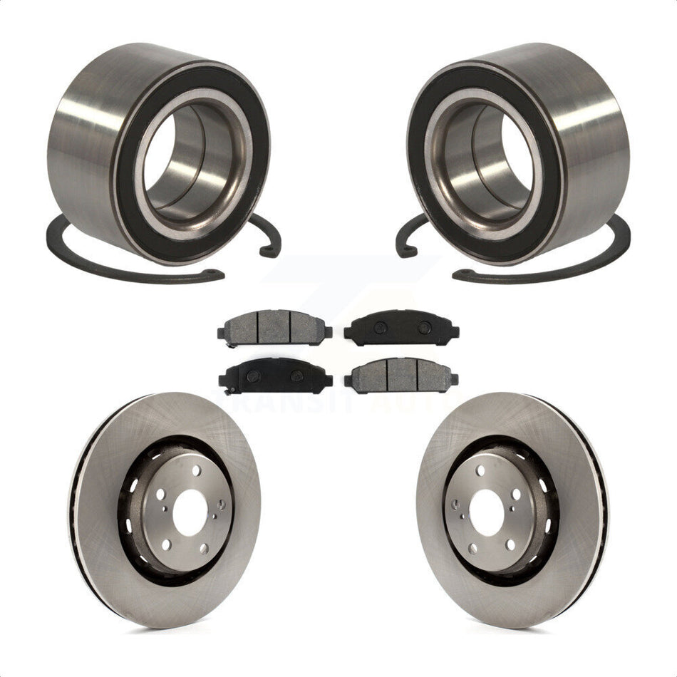 Front Wheel Bearing With Disc Brake Rotors And Semi-Metallic Pads Kit For 2009-2016 Toyota Venza KBB-102651