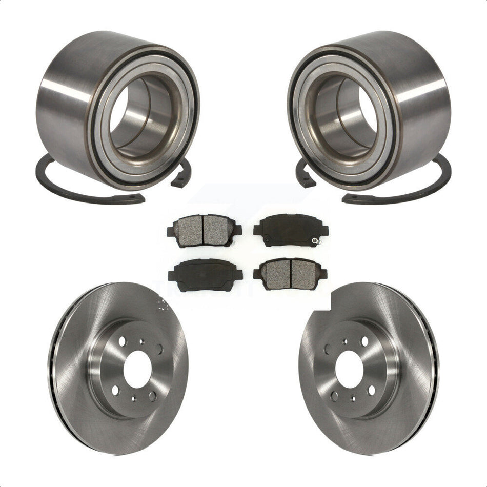 Front Wheel Bearing With Disc Brake Rotors And Semi-Metallic Pads Kit For 2001-2003 Toyota Prius KBB-102652