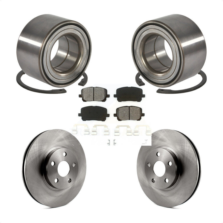 Front Wheel Bearing With Disc Brake Rotors And Semi-Metallic Pads Kit For 2003-2008 Toyota Corolla Matrix Pontiac Vibe KBB-102656