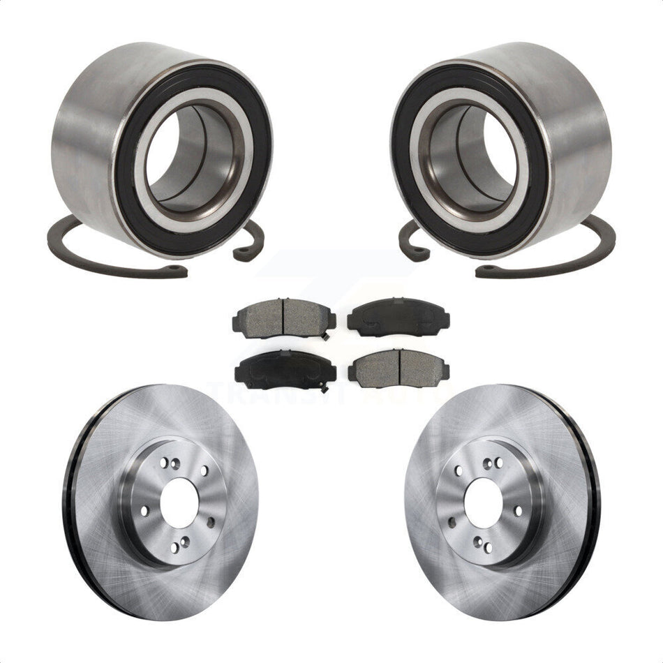 Front Wheel Bearing With Disc Brake Rotors And Semi-Metallic Pads Kit For Honda Accord Acura TL TSX KBB-102665