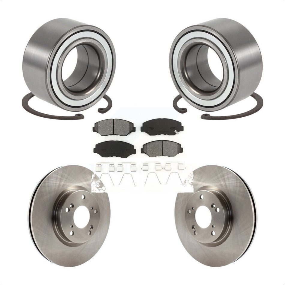 Front Wheel Bearing With Disc Brake Rotors And Semi-Metallic Pads Kit For 2005-2006 Honda CR-V KBB-102672