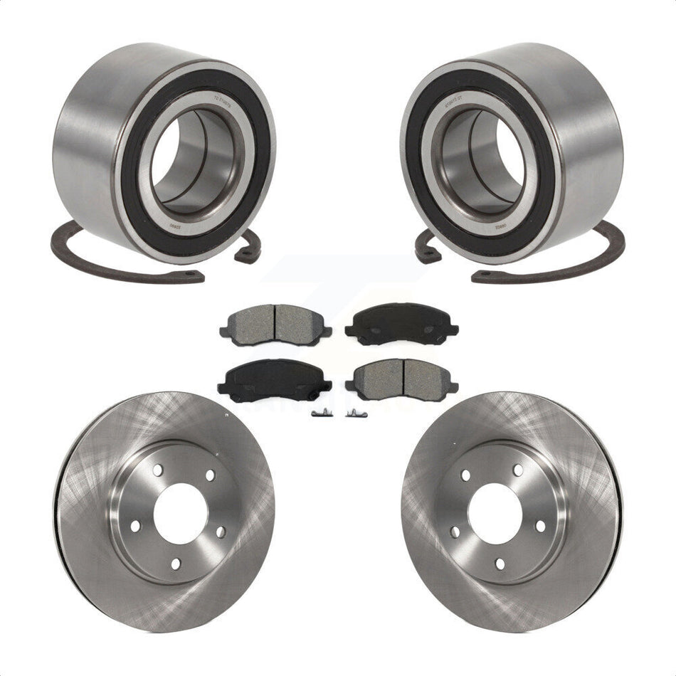 Front Wheel Bearing With Disc Brake Rotors And Semi-Metallic Pads Kit For Mitsubishi Lancer Outlander KBB-102683