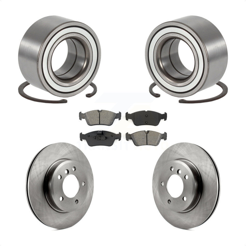 Front Wheel Bearing With Disc Brake Rotors And Semi-Metallic Pads Kit For 2001-2005 BMW 325i 325xi KBB-102687