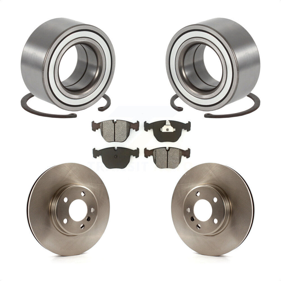Front Wheel Bearing With Disc Brake Rotors And Semi-Metallic Pads Kit For 2000 BMW X5 KBB-102688