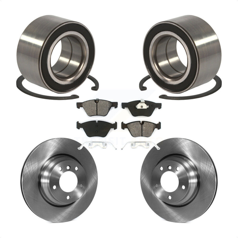 Front Wheel Bearing With Disc Brake Rotors And Semi-Metallic Pads Kit For 2006 BMW 330xi KBB-102694