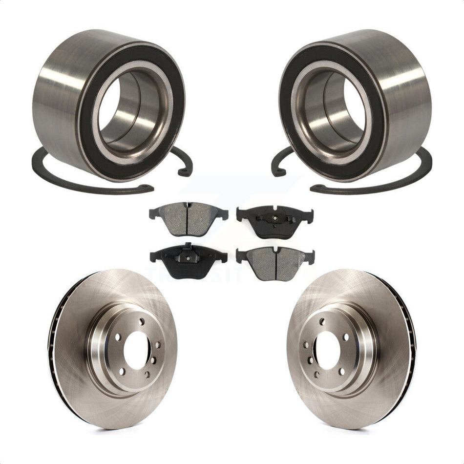 Front Wheel Bearing With Disc Brake Rotors And Semi-Metallic Pads Kit For BMW 335i xDrive 335xi KBB-102696