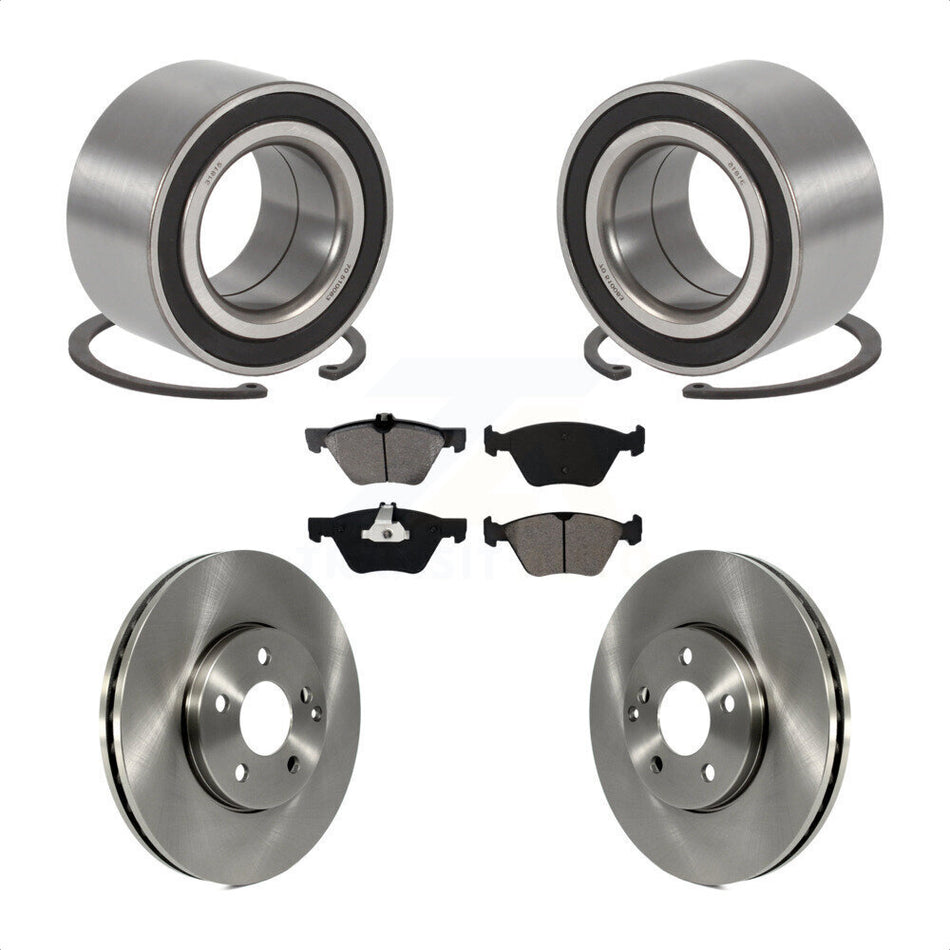 Front Wheel Bearing With Disc Brake Rotors And Semi-Metallic Pads Kit For Mercedes-Benz E350 E320 KBB-102705