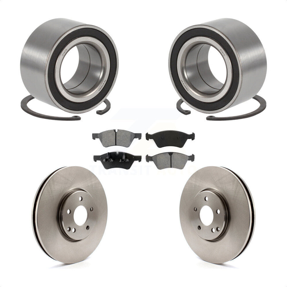 Front Wheel Bearing With Disc Brake Rotors And Semi-Metallic Pads Kit For Mercedes-Benz E550 E500 4Matic with AWD KBB-102706