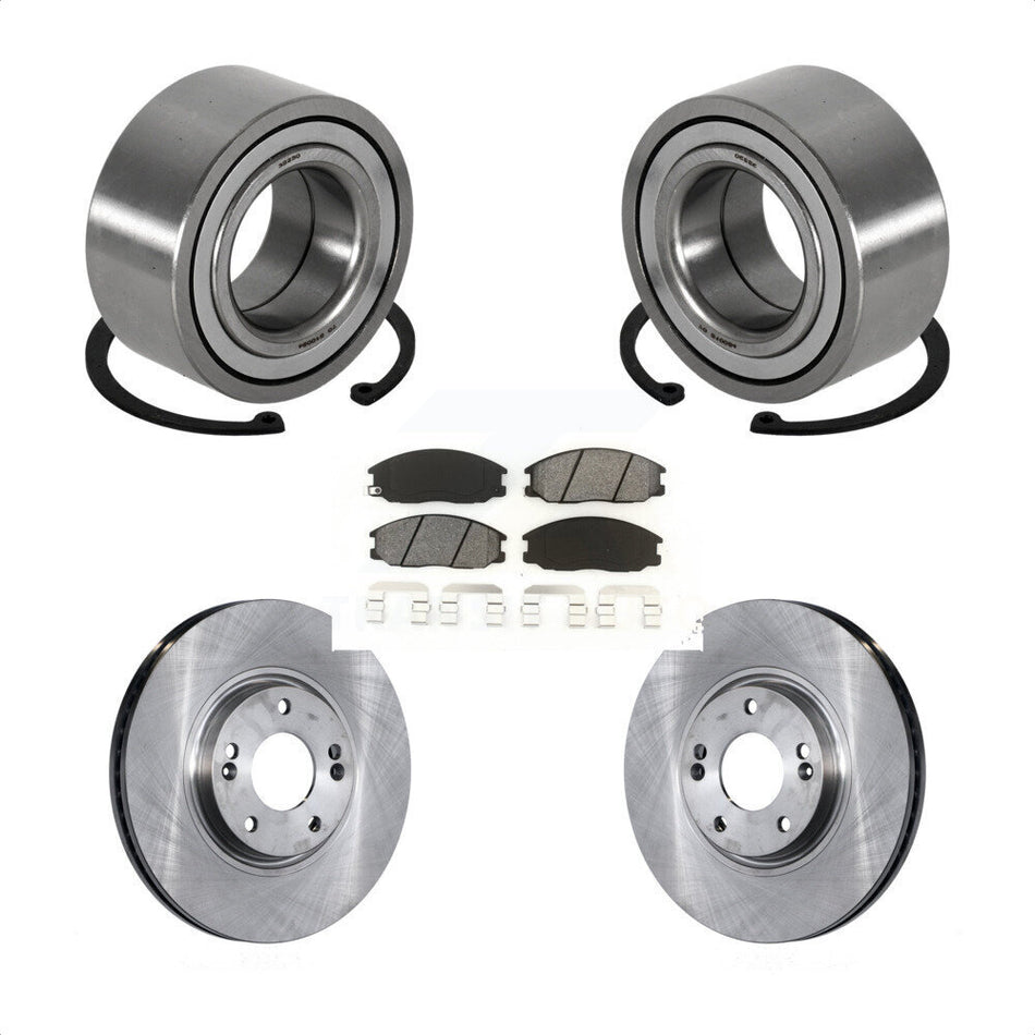 Front Wheel Bearing With Disc Brake Rotors And Semi-Metallic Pads Kit For 2004-2006 Kia Amanti KBB-102708