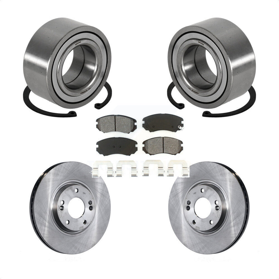 Front Wheel Bearing With Disc Brake Rotors And Semi-Metallic Pads Kit For Hyundai Azera Kia Amanti KBB-102709