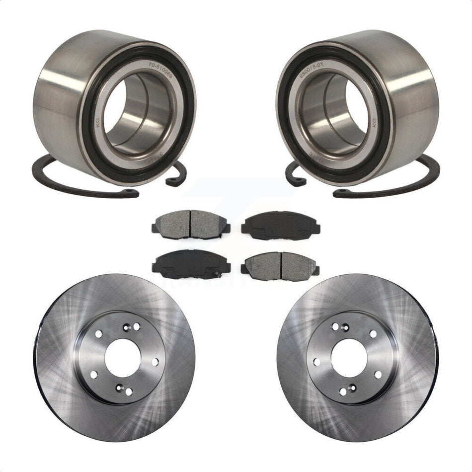Front Wheel Bearing With Disc Brake Rotors And Semi-Metallic Pads Kit For 2014-2015 Honda Civic Touring KBB-102715