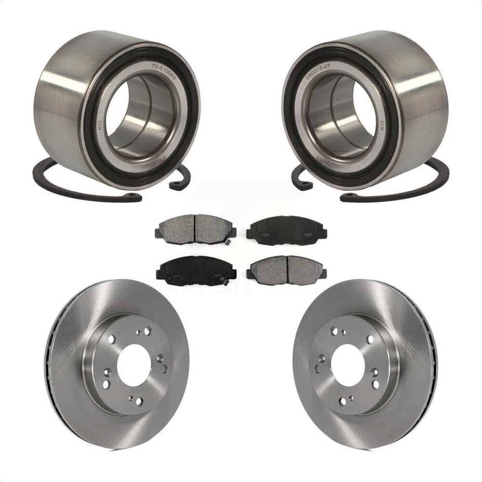 Front Wheel Bearing With Disc Brake Rotors And Semi-Metallic Pads Kit For Honda Civic KBB-102720