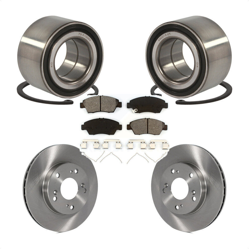 Front Wheel Bearing With Disc Brake Rotors And Semi-Metallic Pads Kit For Honda Civic KBB-102721