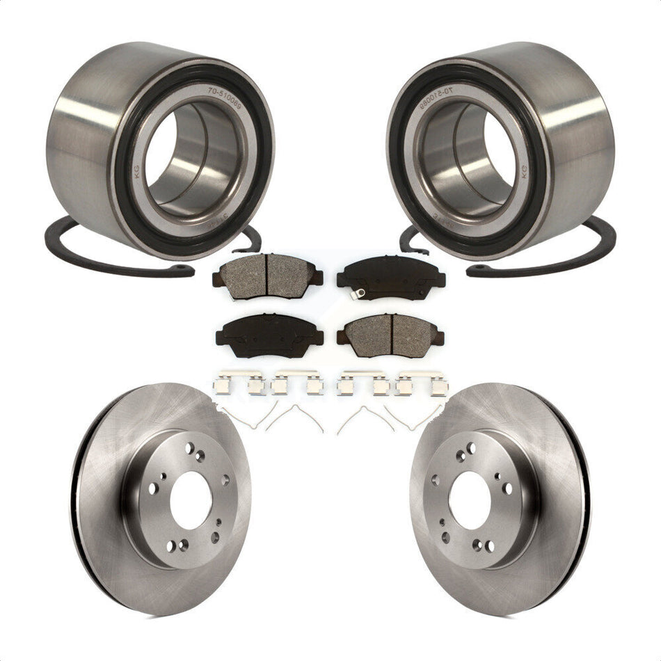 Front Wheel Bearing With Disc Brake Rotors And Semi-Metallic Pads Kit For Honda Civic Acura ILX KBB-102725
