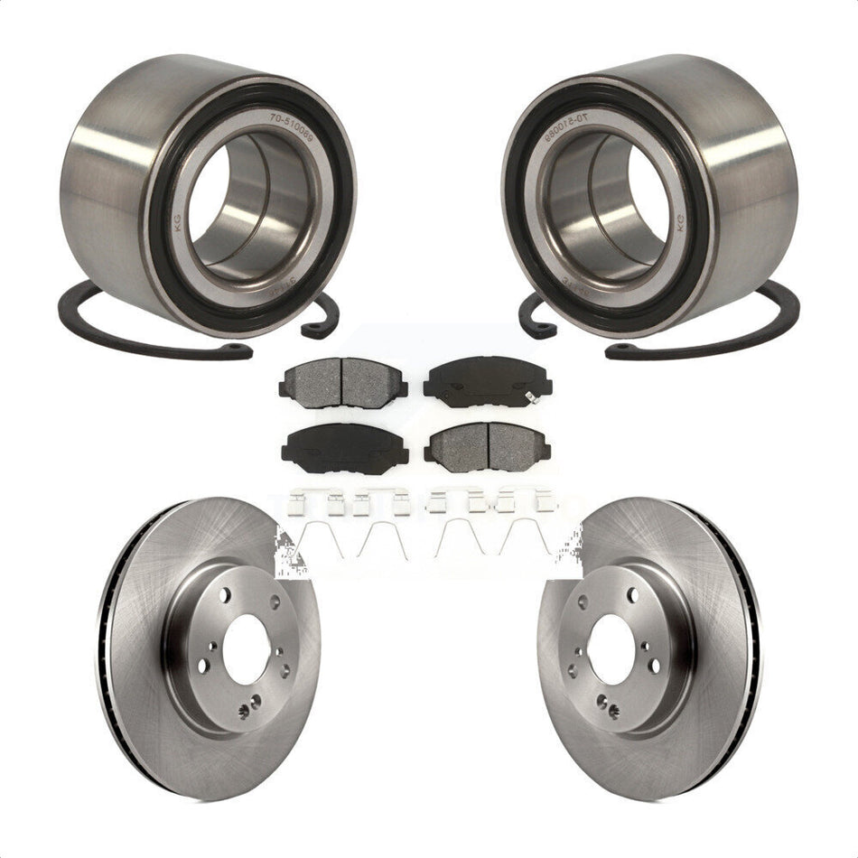 Front Wheel Bearing With Disc Brake Rotors And Semi-Metallic Pads Kit For Honda Civic KBB-102728