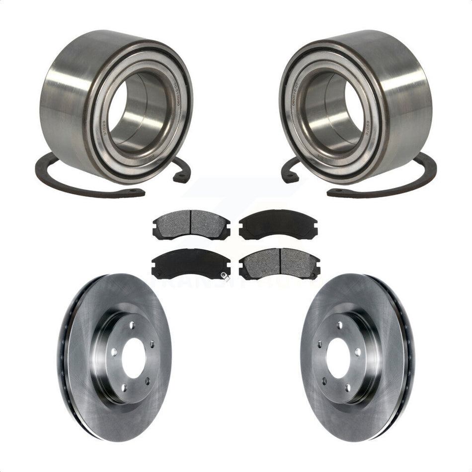 Front Wheel Bearing With Disc Brake Rotors And Semi-Metallic Pads Kit For 2017 Mitsubishi Lancer FWD 294mm Diameter Rotor KBB-102730
