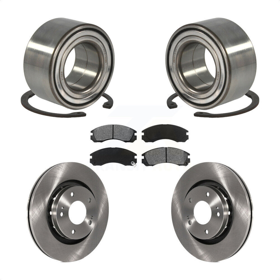 Front Wheel Bearing With Disc Brake Rotors And Semi-Metallic Pads Kit For 2009 Mitsubishi Lancer Ralliart with AWD To 03 09 KBB-102733