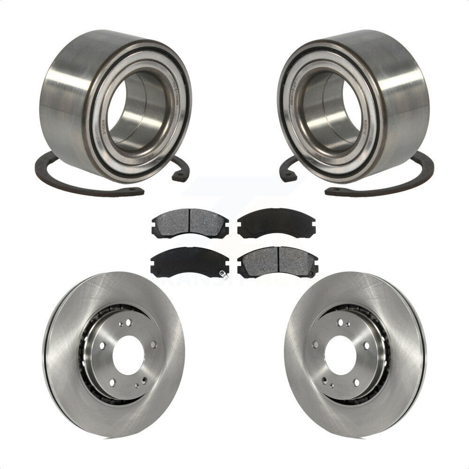 Front Wheel Bearing With Disc Brake Rotors And Semi-Metallic Pads Kit For 2009 Mitsubishi Lancer Ralliart with AWD From 04 09 KBB-102734
