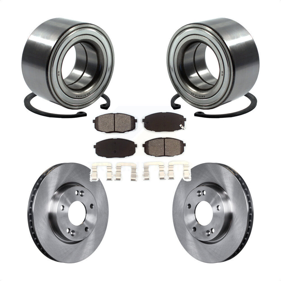 Front Wheel Bearing With Disc Brake Rotors And Semi-Metallic Pads Kit For Kia Forte Koup Forte5 KBB-102746