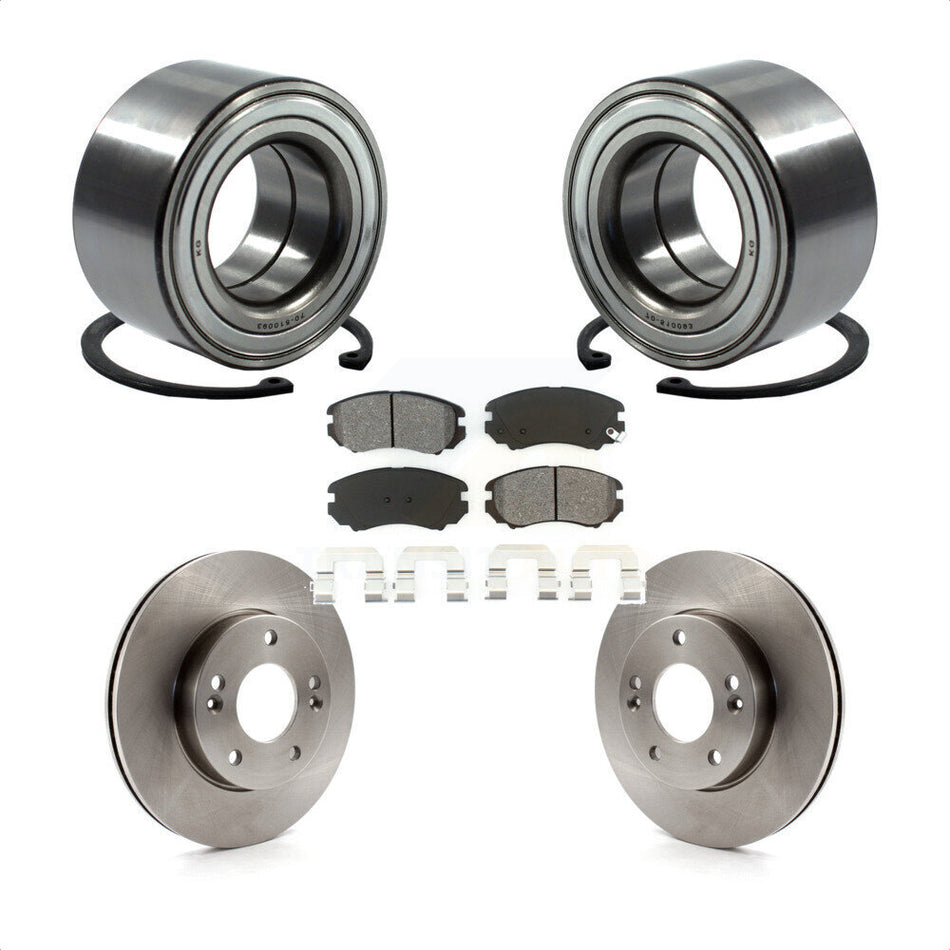 Front Wheel Bearing With Disc Brake Rotors And Semi-Metallic Pads Kit For 2010-2011 Kia Soul 1.6L KBB-102750