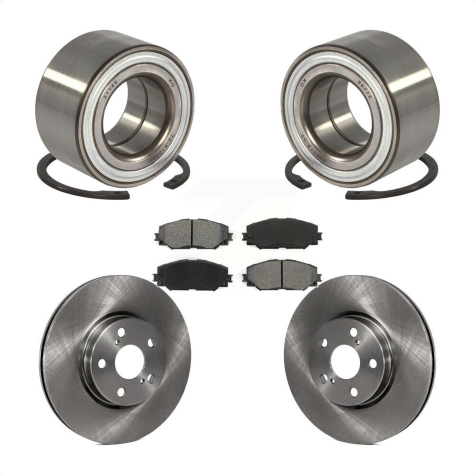 Front Wheel Bearing With Disc Brake Rotors And Semi-Metallic Pads Kit For 2008-2014 Scion xD KBB-102758