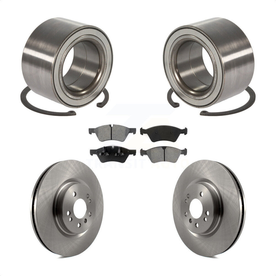Front Wheel Bearing With Disc Brake Rotors And Semi-Metallic Pads Kit For 2010-2011 Mercedes-Benz ML450 KBB-102771