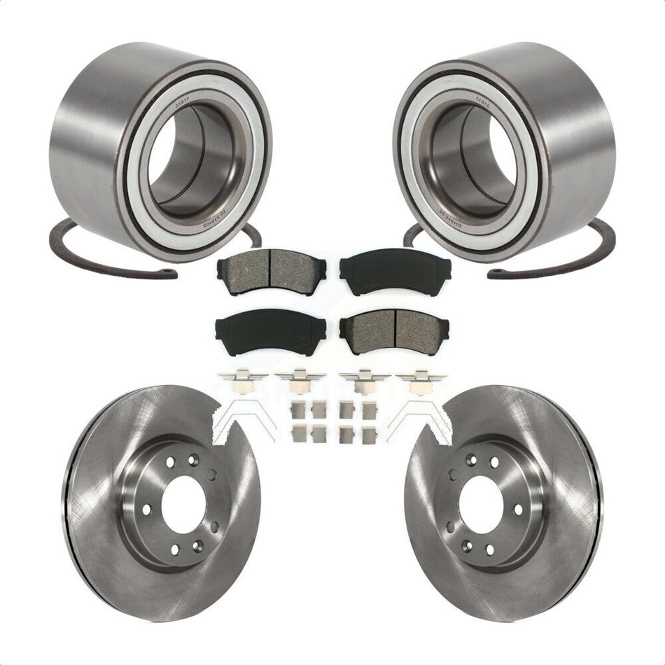 Front Wheel Bearing With Disc Brake Rotors And Semi-Metallic Pads Kit For 2009-2013 Mazda 6 3.7L KBB-102777