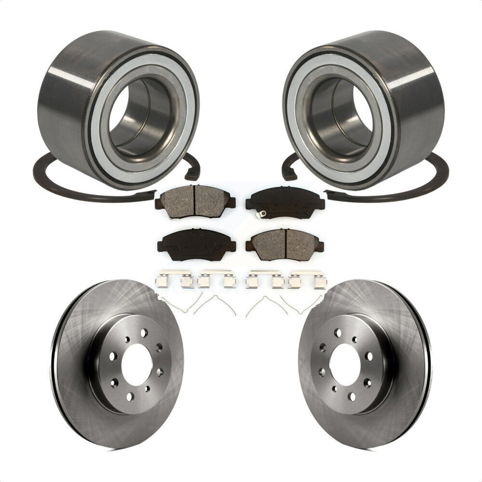 Front Wheel Bearing With Disc Brake Rotors And Semi-Metallic Pads Kit For Honda Fit KBB-102778