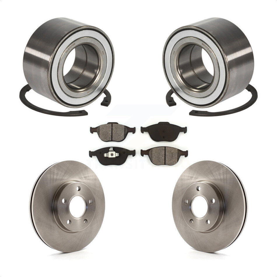 Front Wheel Bearing With Disc Brake Rotors And Semi-Metallic Pads Kit For 2010-2013 Ford Connect KBB-102782