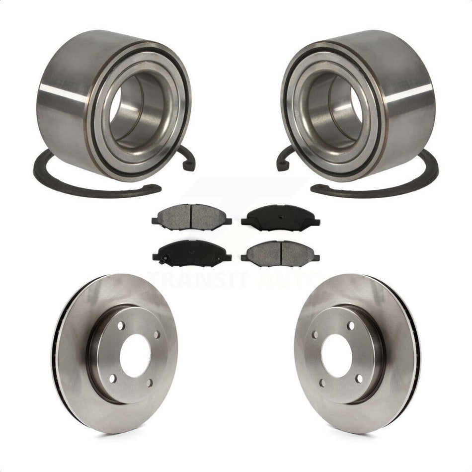Front Wheel Bearing With Disc Brake Rotors And Semi-Metallic Pads Kit For 2010-2011 Nissan Versa 1.6L KBB-102798