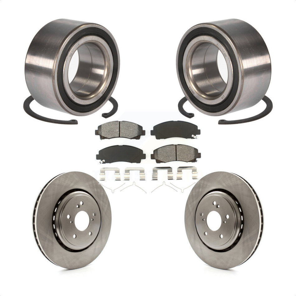 Front Wheel Bearing With Disc Brake Rotors And Semi-Metallic Pads Kit For 2015-2019 Acura TLX KBB-102816