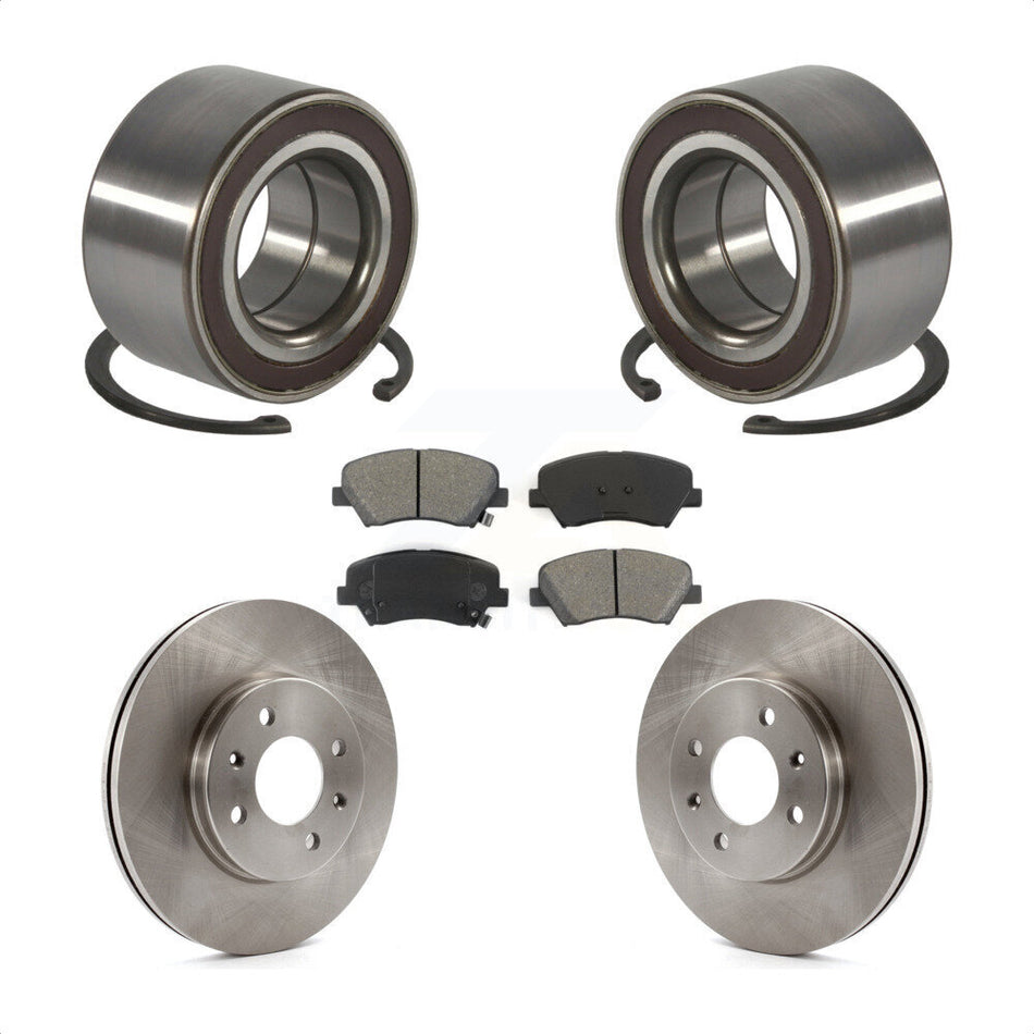 Front Wheel Bearing With Disc Brake Rotors And Semi-Metallic Pads Kit For Kia Rio KBB-102823
