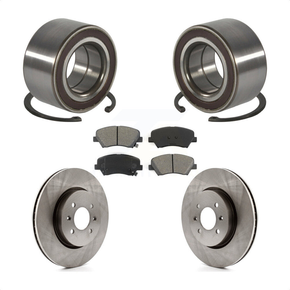 Front Wheel Bearing With Disc Brake Rotors And Semi-Metallic Pads Kit For Kia Rio KBB-102824