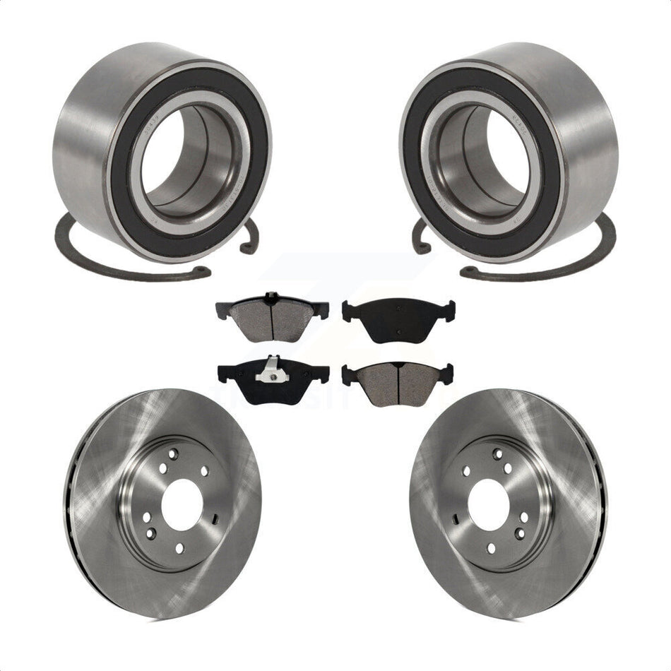 Front Wheel Bearing With Disc Brake Rotors And Semi-Metallic Pads Kit For 1998-2002 Mercedes-Benz E320 4Matic KBB-102837