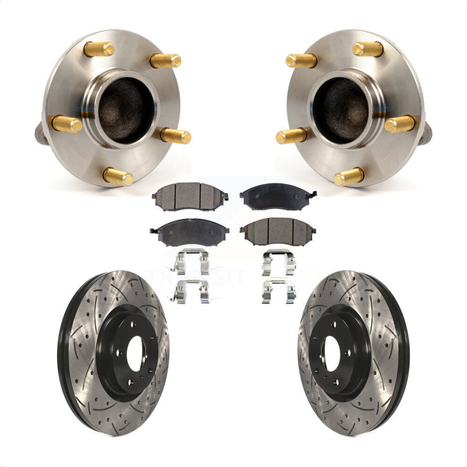 Front Hub Bearing Assembly With Coated Drilled Slotted Disc Brake Rotors And Semi-Metallic Pads Kit For Infiniti G35 Nissan 350Z INFINITI KBB-102904